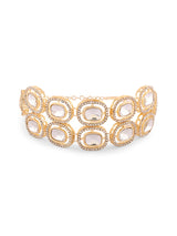 Women's Gold Tone Double Layered Austrian Diamonds & Artificial Stones Embellished Ethnic Bracelet-ZPFK16931