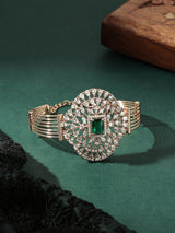 Women's Green Rose Gold Dazzling Cubic Zirconia Contemporary Bracelet