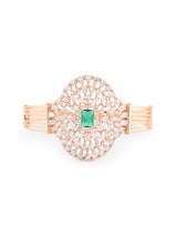 Women's Green Rose Gold Dazzling Cubic Zirconia Contemporary Bracelet