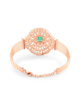 Women's Green Rose Gold Dazzling Cubic Zirconia Contemporary Bracelet
