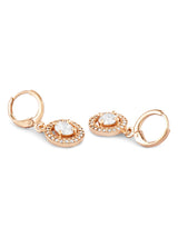 Women's Rose Gold Tone Dazzling Cubic Zirconia Brass Drop Earring-ZPFK17118