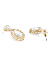 Women's Gold Tone Dazzling Austrian Diamonds Kundan Embellished Necklace Earrings& Ring Set-ZPFK17131