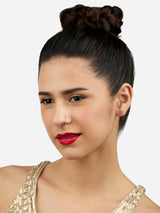 Women's Gold Tone Cubic Zirconia Embellished Contemporary Brass Clip On Nose Pin-ZPFK17173