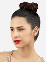 Women's Gold Tone Cubic Zirconia Flower Contemporary Brass Clip On Nose Pin-ZPFK17174