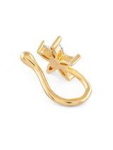 Women's Gold Tone Cubic Zirconia Flower Contemporary Brass Clip On Nose Pin-ZPFK17174