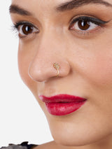 Women's Gold Tone Cubic Zirconia Flower Contemporary Brass Clip On Nose Pin-ZPFK17177