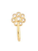 Women's Gold Tone Cubic Zirconia Flower Contemporary Brass Clip On Nose Pin-ZPFK17177