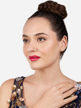 Women's Gold Tone Cubic Zirconia Flower Contemporary Brass Clip On Nose Pin-ZPFK17177