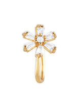 Women's Gold Tone Cubic Zirconia Flower Contemporary Brass Clip On Nose Pin-ZPFK17179