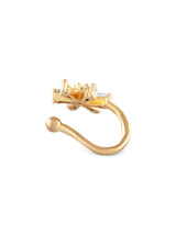 Women's Gold Tone Cubic Zirconia Flower Contemporary Brass Clip On Nose Pin-ZPFK17179