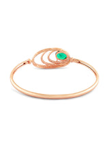 Women's Green Stone Rose Gold Tone Dazzling Cubic Zirconia Brass Kada Bracelet