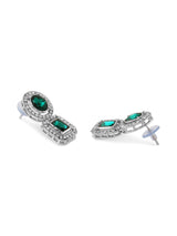 Women's Green Stones and Dazzling Austrian Diamonds Embellished Necklace and Earring Set