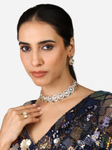 Women's Green Stones Dazzling Austrian Diamonds Necklace Earring & Ring Set