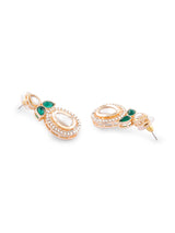 Women's Green Stones Dazzling Austrian Diamonds Rajwada Necklace Earring & Ring Set