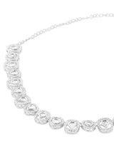 Women's Silver Tone Dazzling Austrian Diamonds Contemporary Necklace Earring and Ring Set