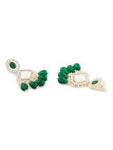 Women's Green Stones Beads Embellished Necklace Earring & Maangtikka Set