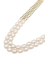 Women's Multistrand Beaded Long Dazzling Stones Necklace Earring & Maangtikka Set-ZPFK17316