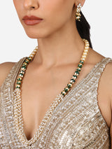Women's Green White Enamel Beaded Multistrand Ethnic Necklace & Earring Set-ZPFK17324