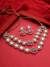 Women's Purple Stones Dazzling Austrian Diamonds Layered Choker Necklace and Earring Set