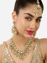 Women's Green Meenakari Kundan Bridal Choker Necklace Earring and Maangtikka Set