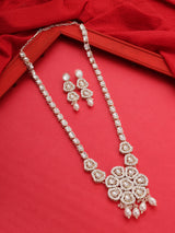 Women's Gold Tone Dazzling Austrian Diamonds & Stones Embellished Necklace & Earring Set-ZPFK17566