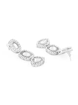 Women's Silver Tone Dazzling Stones Embellished Necklace Earring & Maangtikka Set-ZPFK17571