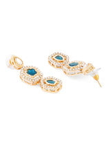 Women's Turquoise Blue Stones Dazzling Austrian Diamonds Choker Necklace Earring & Ring Set-ZPFK17604