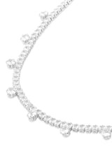 Women's Silver Tone Dazzling Diamonds Embellished Party Bling Minimal Necklace & Earring Set-ZPFK17614