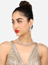 Women's Gold Tone Mother of Pearls Embellished Choker Necklace & Earring Set-ZPFK17636