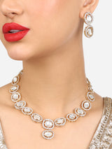 Women's Gold Tone Dazzling Austrian Diamonds & Stones Embellished Necklace & Earring Set-ZPFK17675