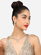 Women's Gold Tone Dazzling Austrian Diamonds & Stones Embellished Necklace & Earring Set-ZPFK17675