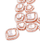 Women's Rose Gold Dazzling Austrian Diamonds Embellished Choker Necklace & Earring Set-ZPFK17778