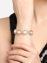 Women's Combo of 2 Gold Tone Dazzling Austrian Diamonds & Stones Fusion Bracelets-ZPFK17940