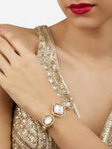 Women's Combo of 2 Gold Tone Dazzling Austrian Diamonds & Stones Fusion Bracelets-ZPFK17940