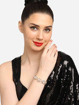 Women's Combo of 2 Gold Tone Dazzling Austrian Diamonds & Stones Fusion Bracelets-ZPFK17940