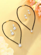 Women's Gold Tone Dazzling Austrian Diamonds Stones Mangalsutra and Earring Set - Pack of 2