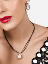 Women's Gold Tone Dazzling Austrian Diamonds Stones Mangalsutra and Earring Set - Pack of 2