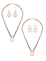 Women's Gold Tone Dazzling Austrian Diamonds Stones Mangalsutra and Earring Set - Pack of 2