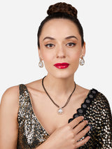 Women's Gold Tone Dazzling Austrian Diamonds Stones Mangalsutra and Earring Set - Pack of 2