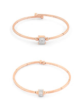 Women's Combo of 2 Rose Gold Tone Contemporary Cubic Zirconia Brass Kada Style Bracelet-ZPFK17971