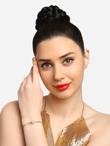 Women's Combo of 2 Rose Gold Tone Contemporary Cubic Zirconia Brass Kada Style Bracelet-ZPFK17971