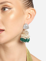Women's Multicolor Stones Beads Clustered Traditional Jhumka Earrings - Pack of 2