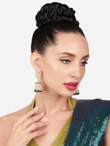 Women's Multicolor Stones Beads Clustered Traditional Jhumka Earrings - Pack of 2
