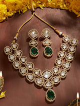 Women's Green Stones Dazzling Austrian Diamonds Bling Necklace and Earring Set