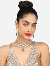 Women's Green Stones Dazzling Austrian Diamonds Bling Necklace and Earring Set