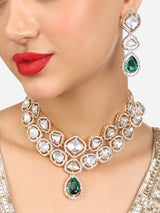 Women's Green Stones Dazzling Austrian Diamonds Bling Necklace and Earring Set