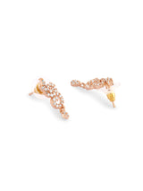 Women's Rose Gold Tone Dazzling Cubic Zirconia Bling Brass Necklace & Earring Set-ZPFK18021