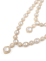 Women's Gold Tone Dazzling Austrian Diamonds Stones Layered Long Necklace & Earring Set-ZPFK18022