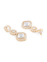 Women's Gold Tone Dazzling Austrian Diamonds Stones Layered Long Necklace & Earring Set-ZPFK18022