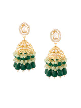 Women's Green Cluster Beads Drop Dazzling Austrian Diamonds Traditional Jhumki Earring-ZPFK18077